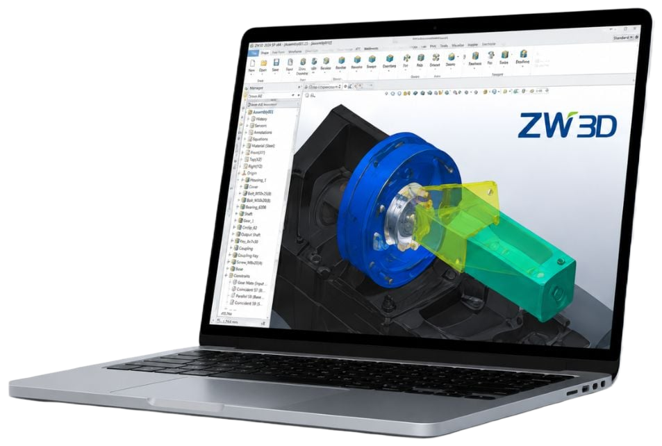 ZW3D Laptop Interface Mockup